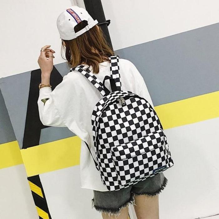 2020 Hot Sale Women Men Unisex Lattice Backpack New Trend checkerboard Teenager School Bag Couples Back Pack Travel Bag