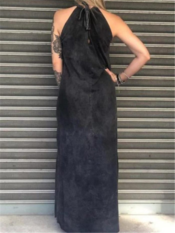 2020 Summer 3D Skull Print Floral Women Punk Long Dress Casual Streetwear Gothic Sleeveless Loose Maxi Dress Female Robe