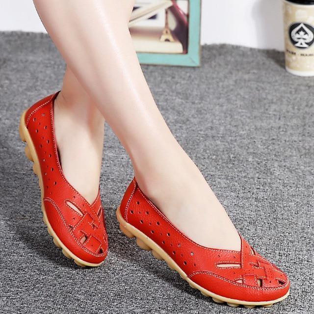 Comfort Genuine Leather Flat Shoes Woman Loafers Ballet Shoes
