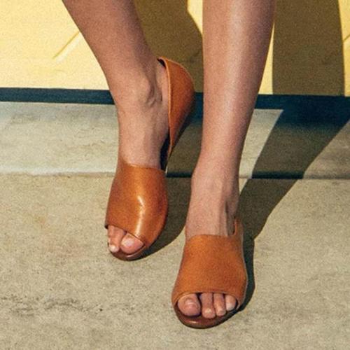 Casual Slip On Open Toe Low Heel Sandals