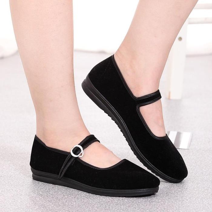Women Mary Janes Flats Spring Loafers Ladies Buckle Strap Black Casual Fabric Mother Shoes Female Comfort Breathable Footwear 20