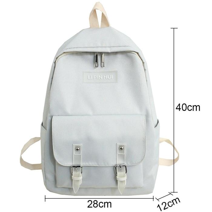 Fashion Buckle Nylon Backpack Cute Women Kawaii School Bags Student Girl Backpacks Harajuku Female Luxury Bag Laptop Book Ladies