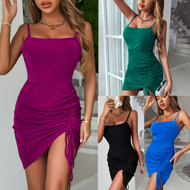 Ladies Summer Sling Skinny Knitted Hip Bodycon Dress
