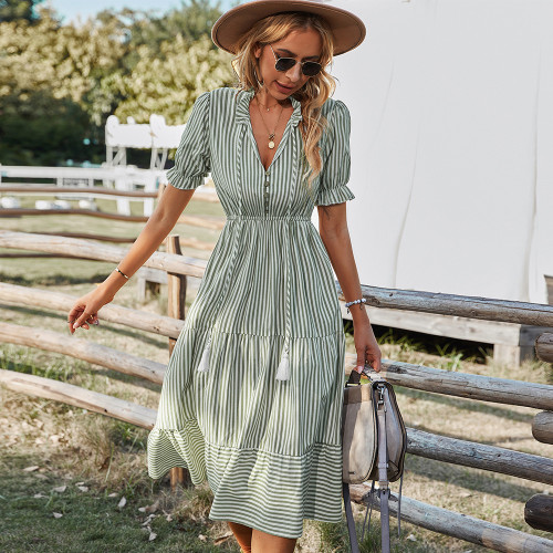 Summer Striped Fashion Vacation Dress
