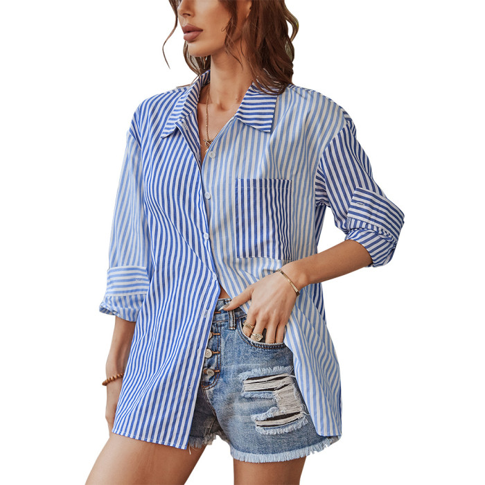 Spring/Summer Long Sleeve Striped Blouse