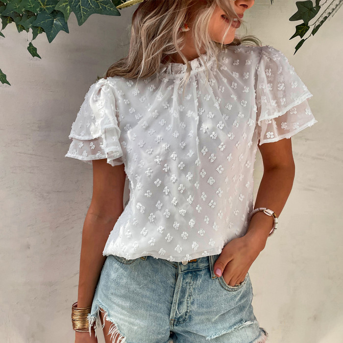 Solid Color Top Spring/Summer Casual Vacation Women's Blouse