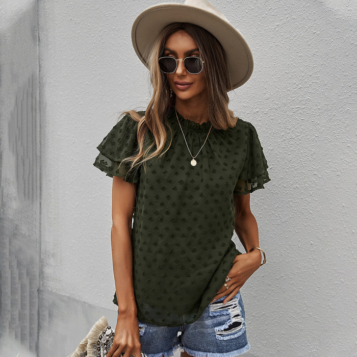 Solid Color Top Spring/Summer Casual Vacation Women's Blouse