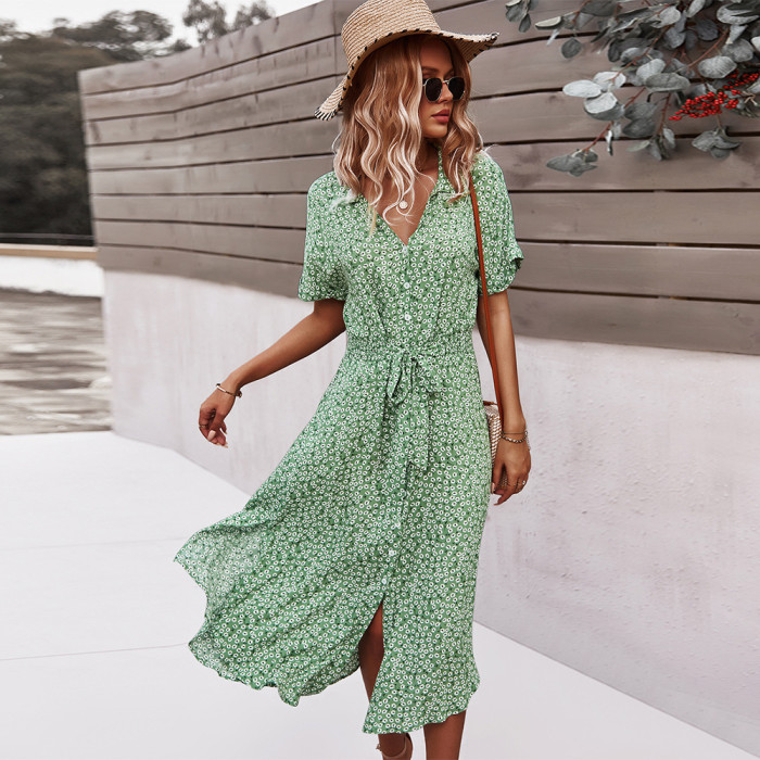 Leisure Holiday Style Sexy Big Swing Vacation Dresses