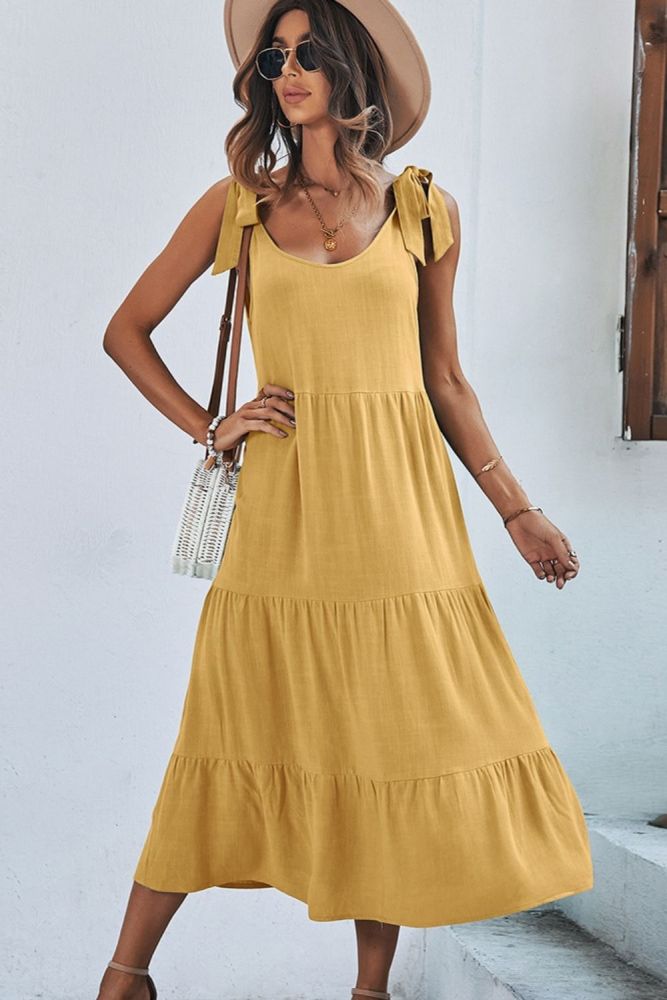 Holiday New Solid Color Swing Vacation Dress