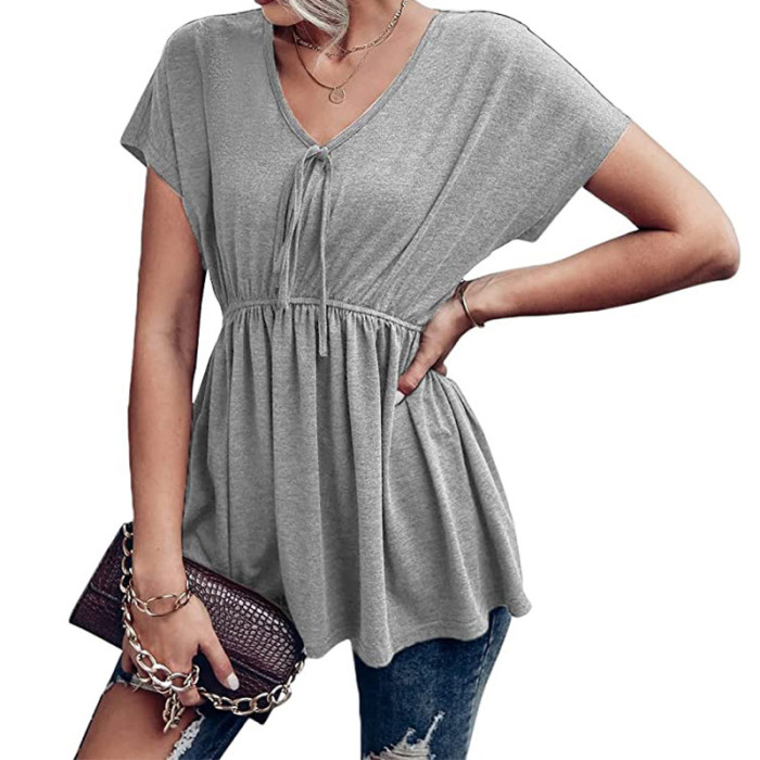 Women's New Solid Color Casual Loose Women's Short Sleeve Top T-Shirt