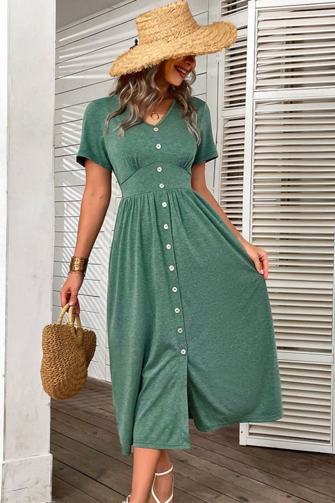 Solid Color Temperament Casual Knitted Vacation Dress