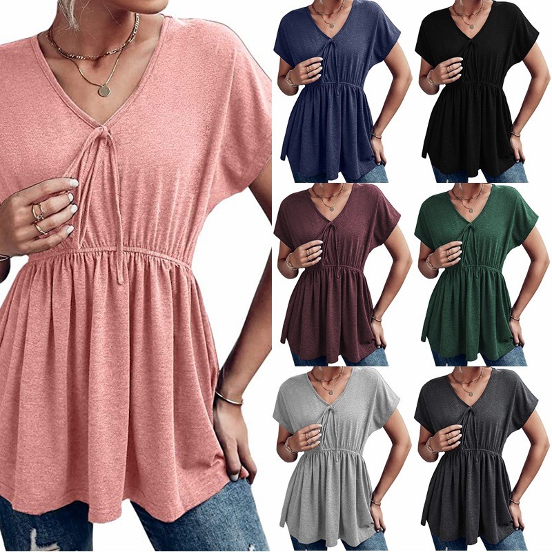 Women's New Solid Color Casual Loose Women's Short Sleeve Top T-Shirt