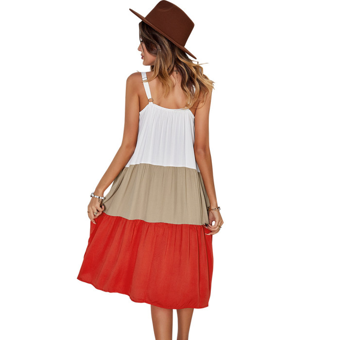 Women's Geometric Panel Dress Slip Vacation Dress