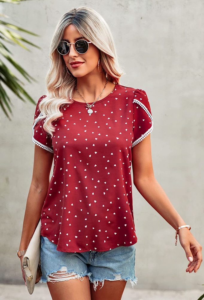 Women's Spring And Summer New Loose Short-Sleeved Lace Stitching Top T-shirt