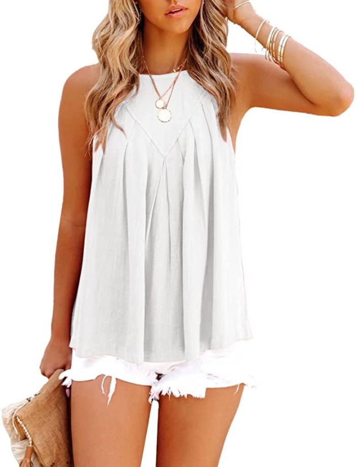 Women's Spring And Summer New V-neck Pullover Solid Color Casual Loose Vest Suspender Top Women