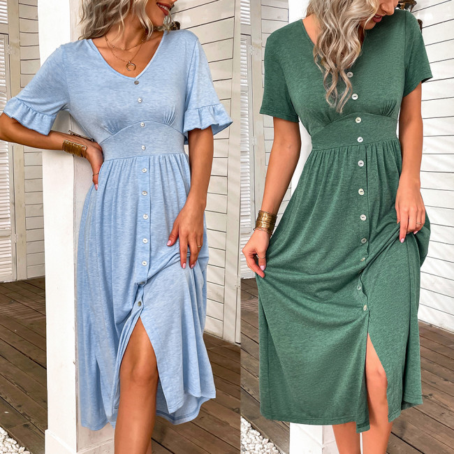 Solid Color Temperament Casual Knitted Vacation Dress