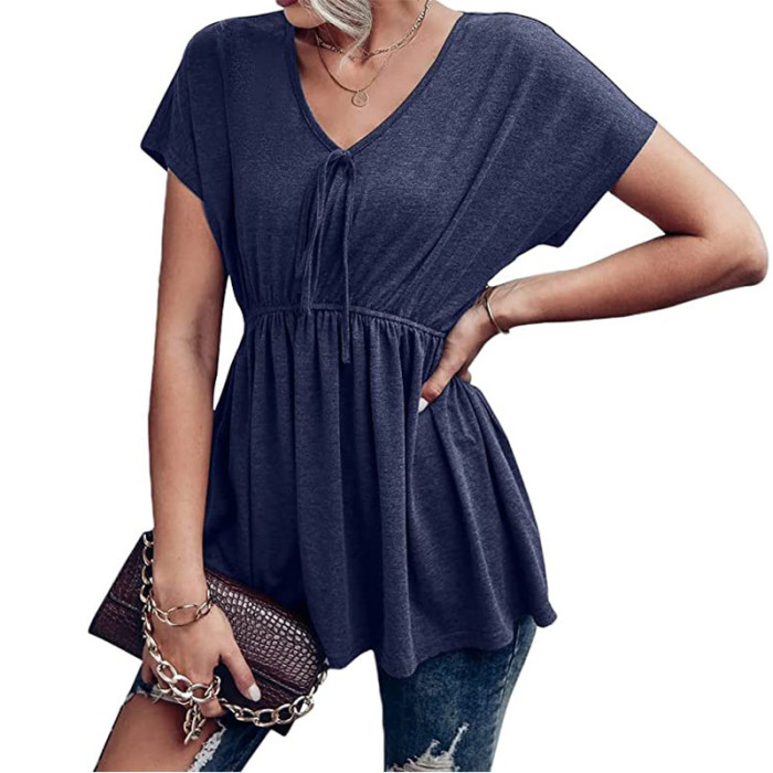 Women's New Solid Color Casual Loose Women's Short Sleeve Top T-Shirt