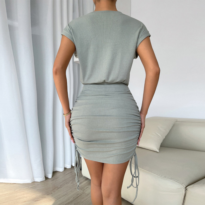 Women's Solid Color Knitted Professional Package Hip Bodycon Dresses