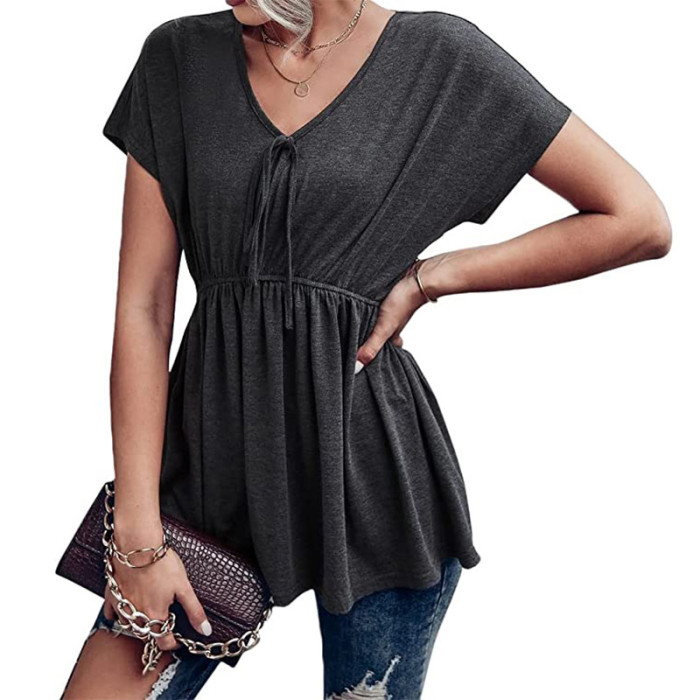 Women's New Solid Color Casual Loose Women's Short Sleeve Top T-Shirt