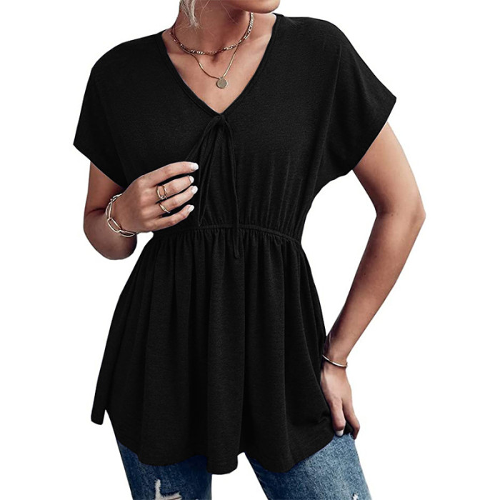 Women's New Solid Color Casual Loose Women's Short Sleeve Top T-Shirt