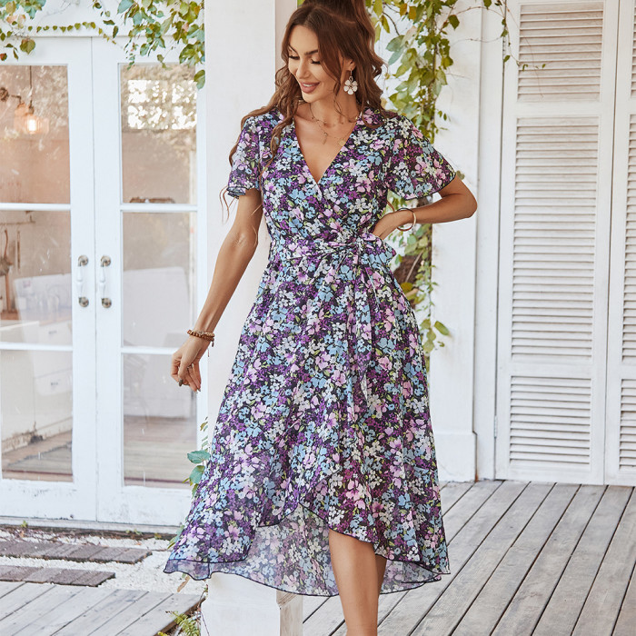 Printed Flowy Dress Sexy Swing Vacation Dresses