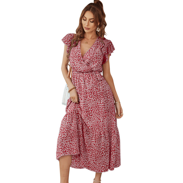 Spring/Summer Printed Casual Sexy Flowy Vacation Dress