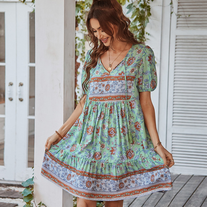 Summer Print Bohemian Casual Vacation Dresses