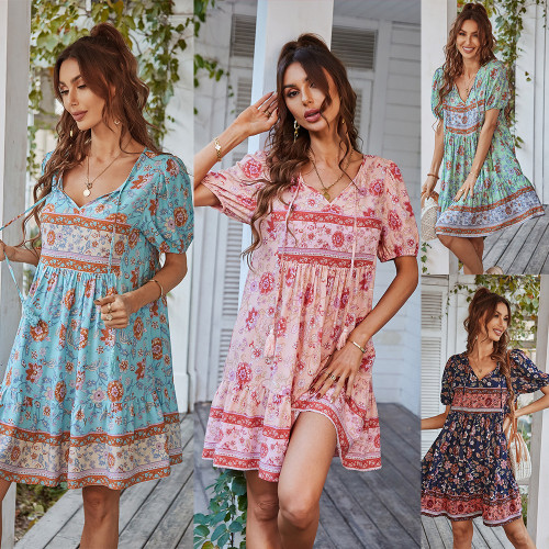 Summer Print Bohemian Casual Vacation Dresses