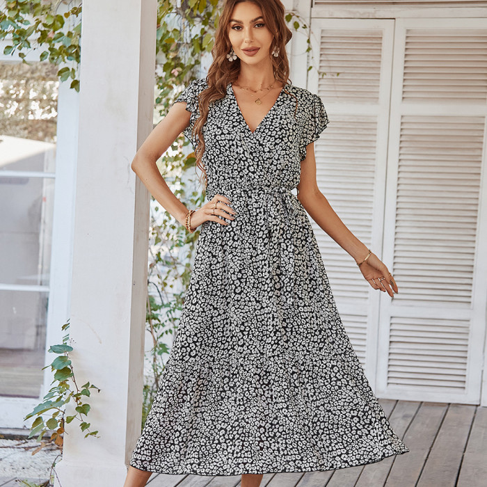 Spring/Summer Printed Casual Sexy Flowy Vacation Dress