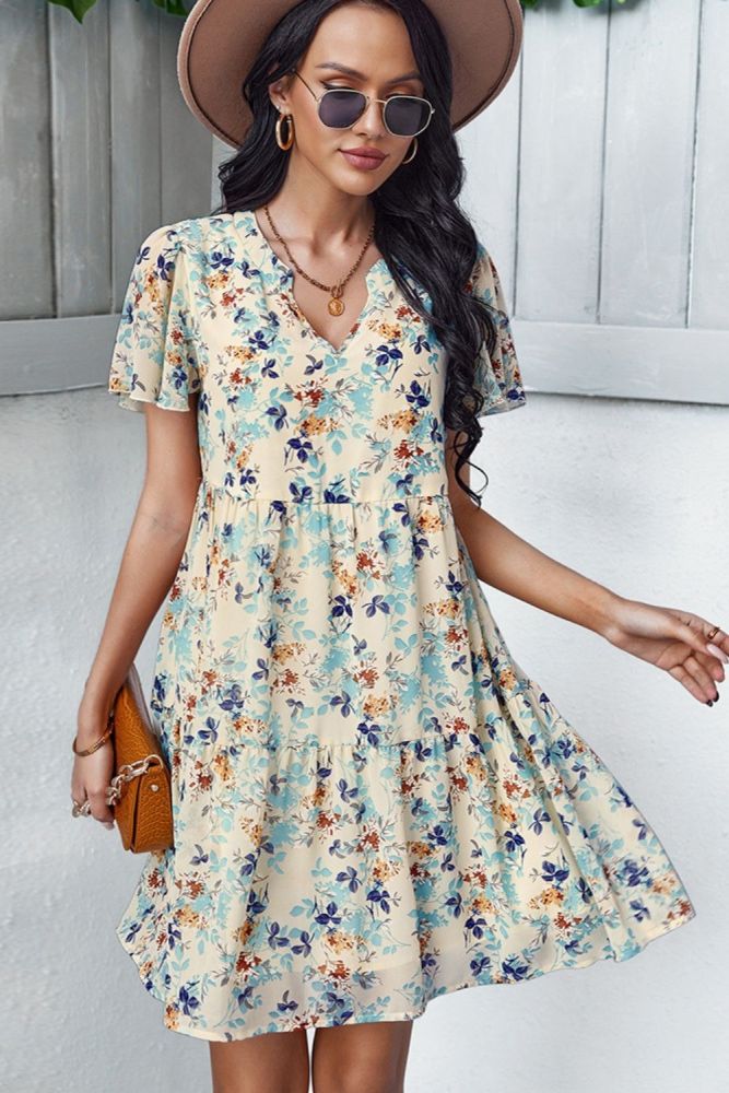 Spring And Summer Printed Casual Cute Mini Dresses