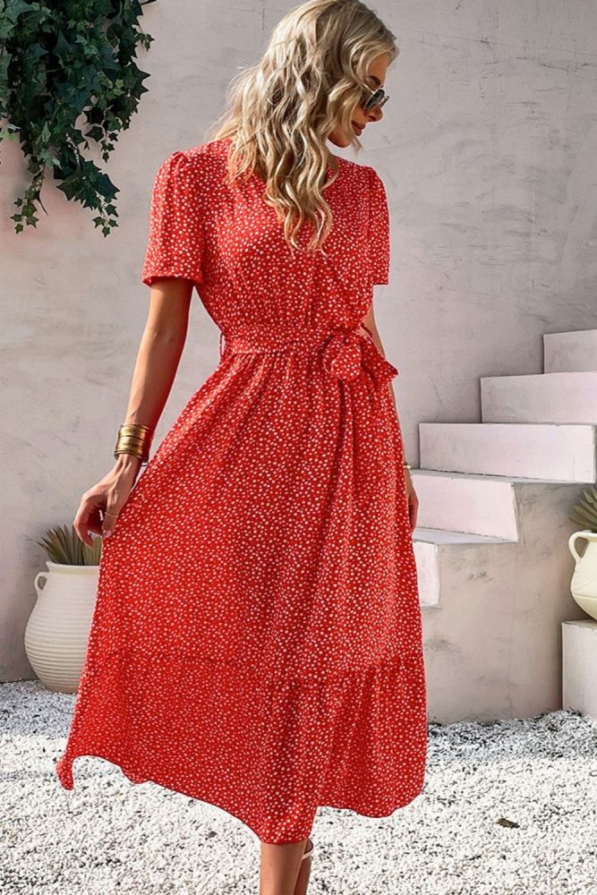 Wrap-Breasted Bohemian Vacation Dress