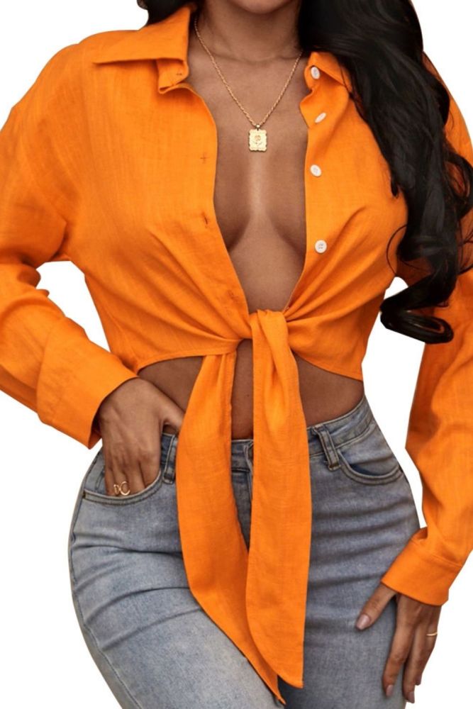 Women's Sexy Cropped Long Sleeve Blouse