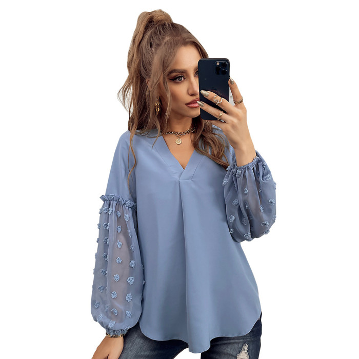 Spring And Summer New Women's Tops Temperament Commuter Stitching Long-Sleeved Casual Shirts