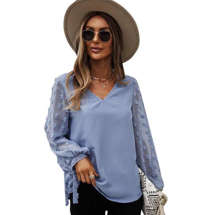 Spring and Summer New Temperament V-neck Commuter Blouse