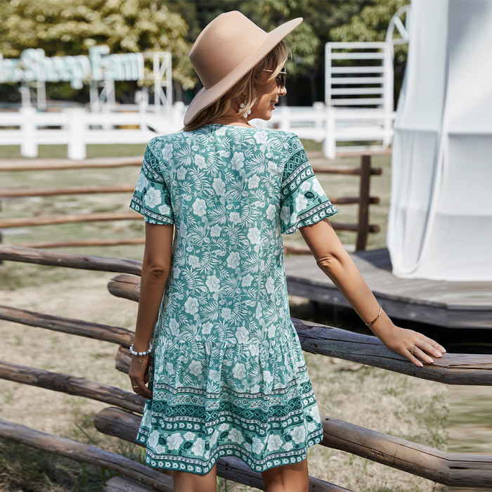 Summer Boho Print A-line Casual Dresses