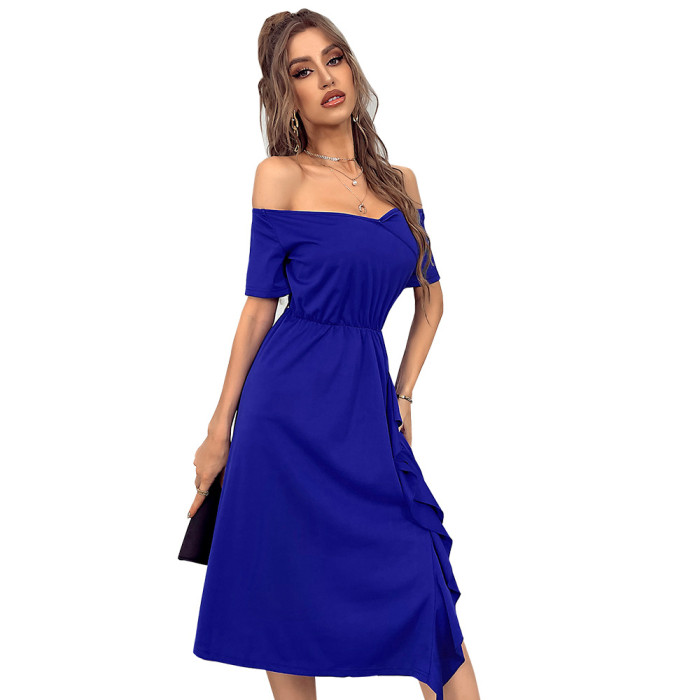 Spring And Summer New Fashion Women's Sexy One-Shoulder  Maxi Dresses
