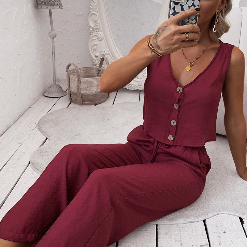 Spring And Summer New Fashion Vest Top Loose Jumpsuits