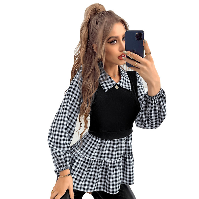 Spring And Summer New Women's Tops Temperament Commuter Fake Two-piece Shirts