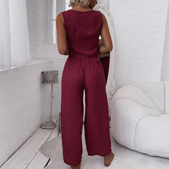 Spring And Summer New Fashion Vest Top Loose Jumpsuits