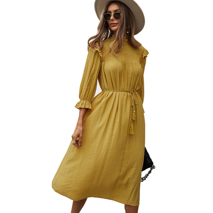 Spring And Summer New Products Leisure Holiday Solid Color  Maxi Dresses