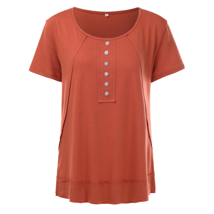 Women's Spring and Summer Fashion New Round Neck T-shirt