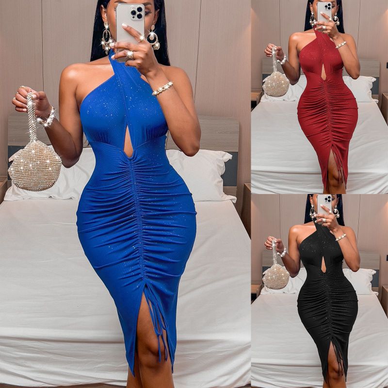 Women's New Sexy Backless Wrapped Chest Slim Evening Dress