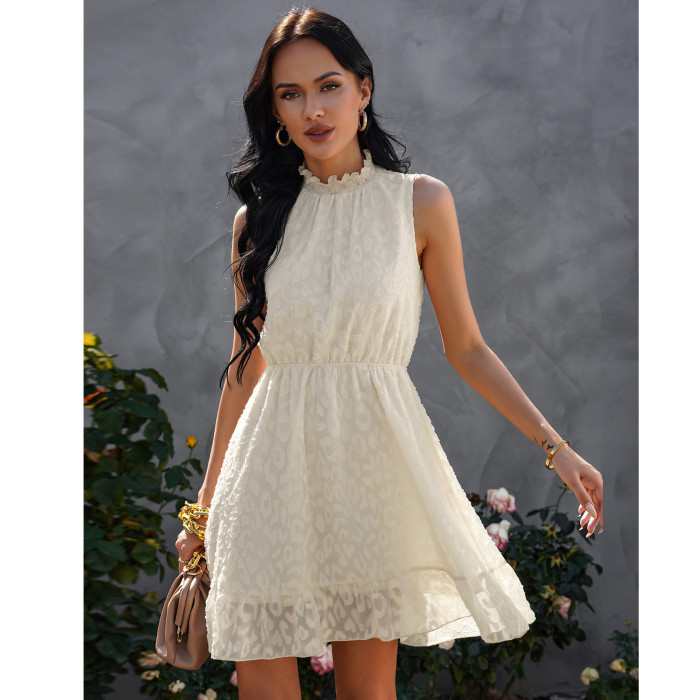 Women's Summer Sweet  A-Line  Sleeveless Chiffon Lace Mini Dress