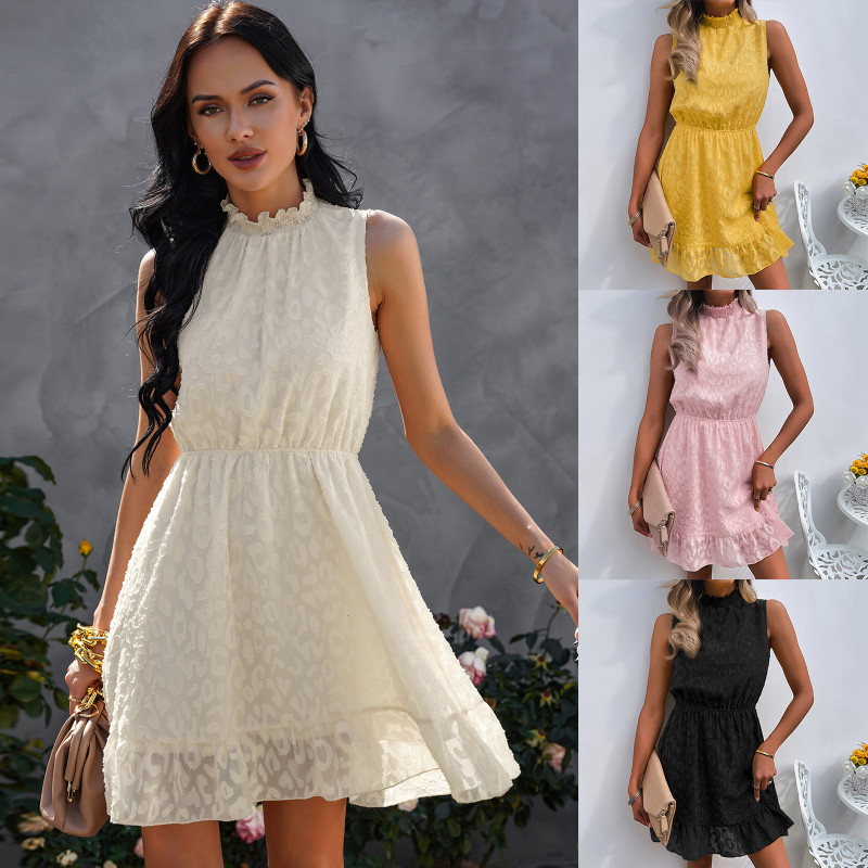 Women's Summer Sweet  A-Line  Sleeveless Chiffon Lace Mini Dress