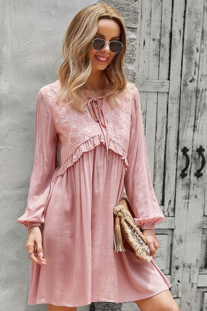 New Women's Long-Sleeved V-neck Sexy A-line  Casual Dresses