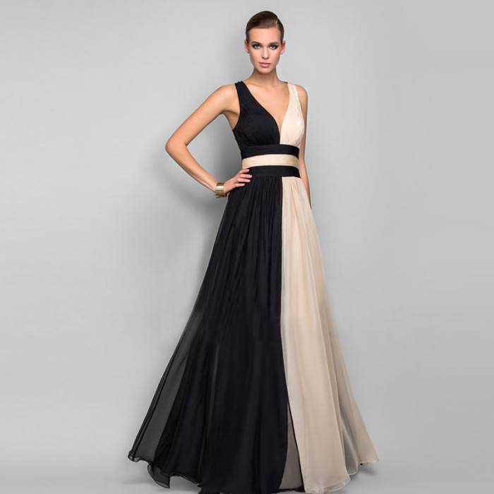 Sleeveless Colorblock Dress Dress Evening Dresses