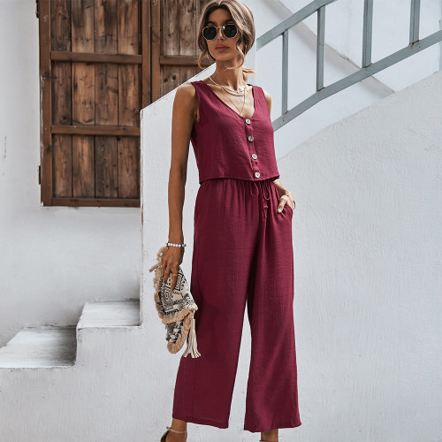 Women's Solid Color  Two-piece Outfits