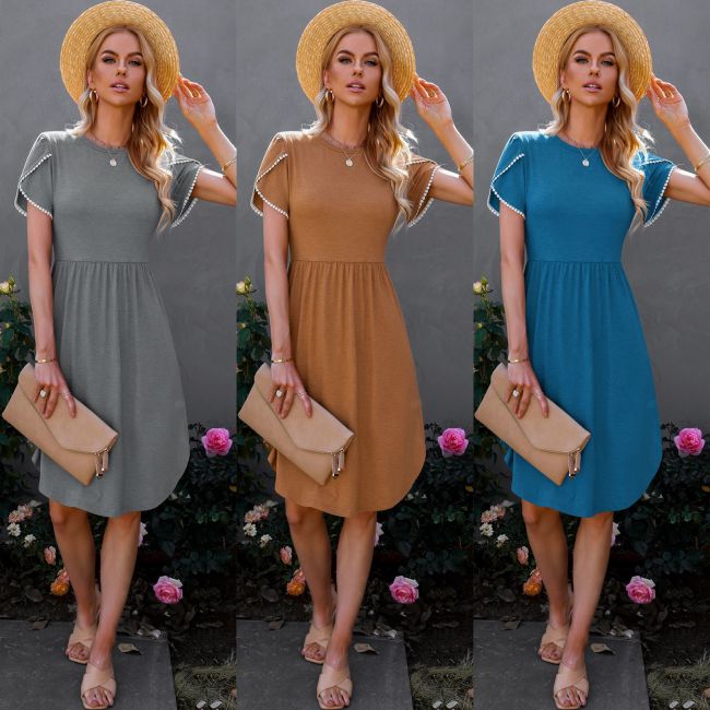Women's Summer New Round Neck Mid-length Vacation Dress