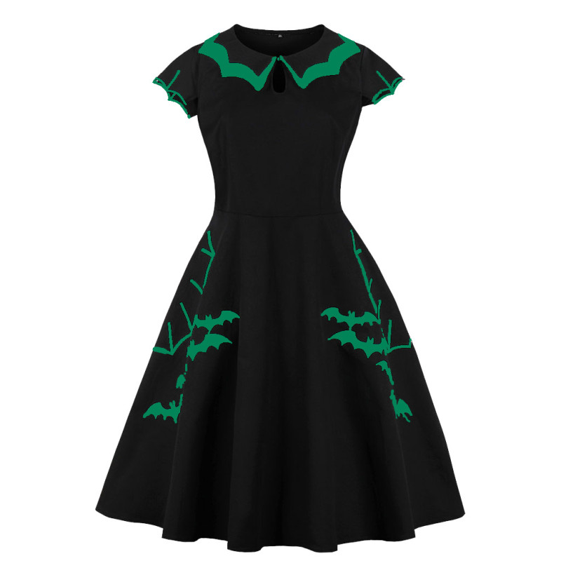 Bat Embroidered Plus Size Women's Skater Dress