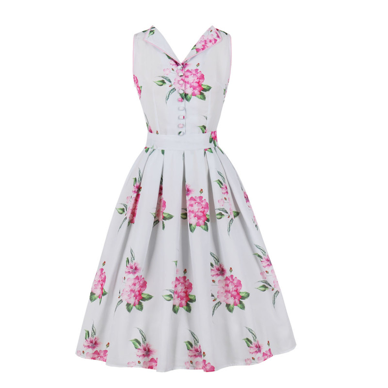 Vintage Print Lace-up Skater Dress